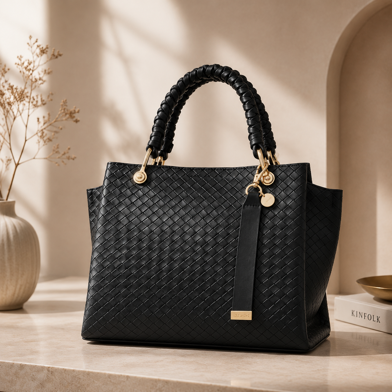 Lunaver Women's Faux Leather Tote Bag – Elegant Shoulder Handbag with Spacious Interior for Everyday Use