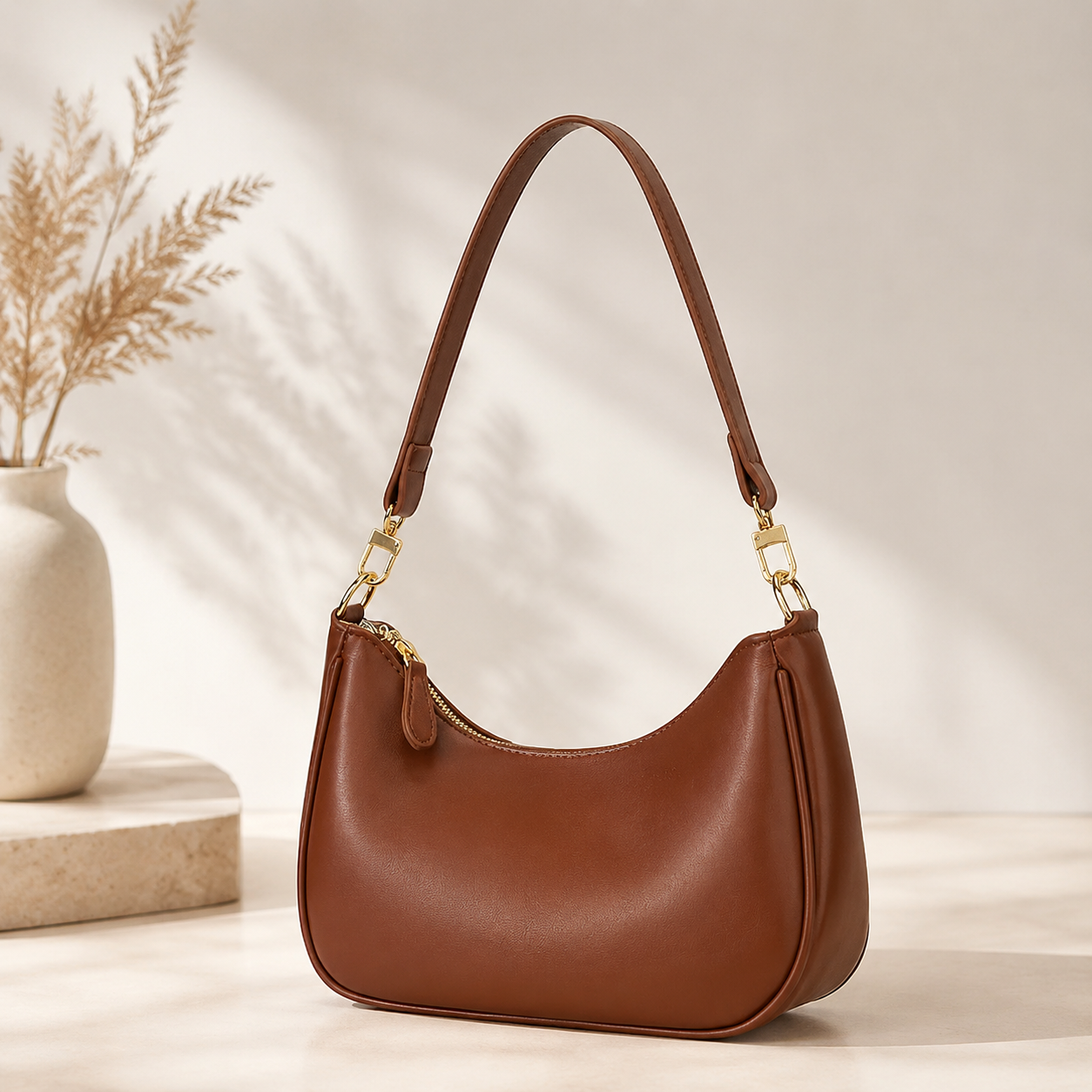 Lunaver Women's Premium PU Leather Shoulder Bag – Elegant Crossbody Purse with Gold Hardware & Multiple Compartments