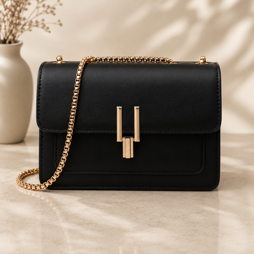 Color Block Crossbody Bag for Women – Stylish Faux Leather Shoulder Purse with Turn Lock Closure