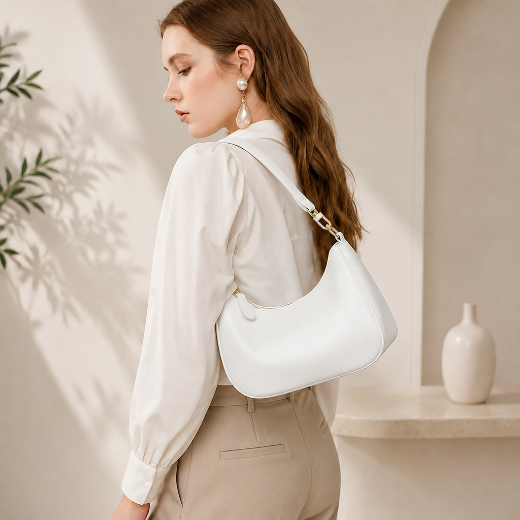 Lunaver Women's Premium PU Leather Shoulder Bag – Elegant Crossbody Purse with Gold Hardware & Multiple Compartments