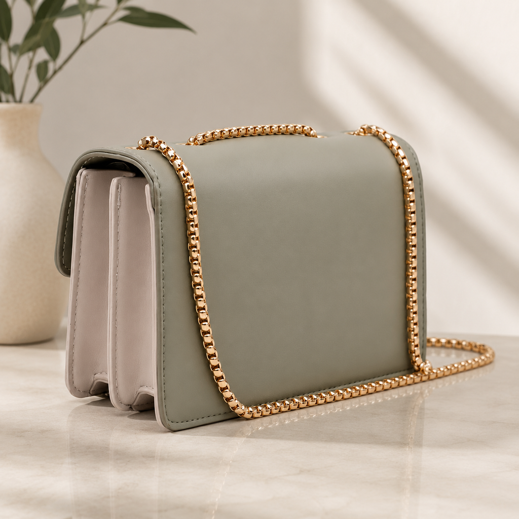 Color Block Crossbody Bag for Women – Stylish Faux Leather Shoulder Purse with Turn Lock Closure