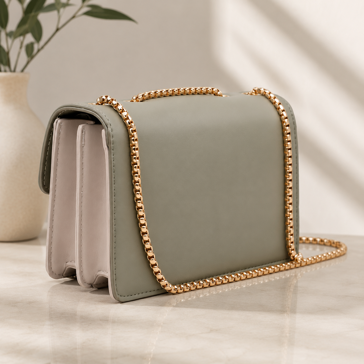 Color Block Crossbody Bag for Women – Stylish Faux Leather Shoulder Purse with Turn Lock Closure