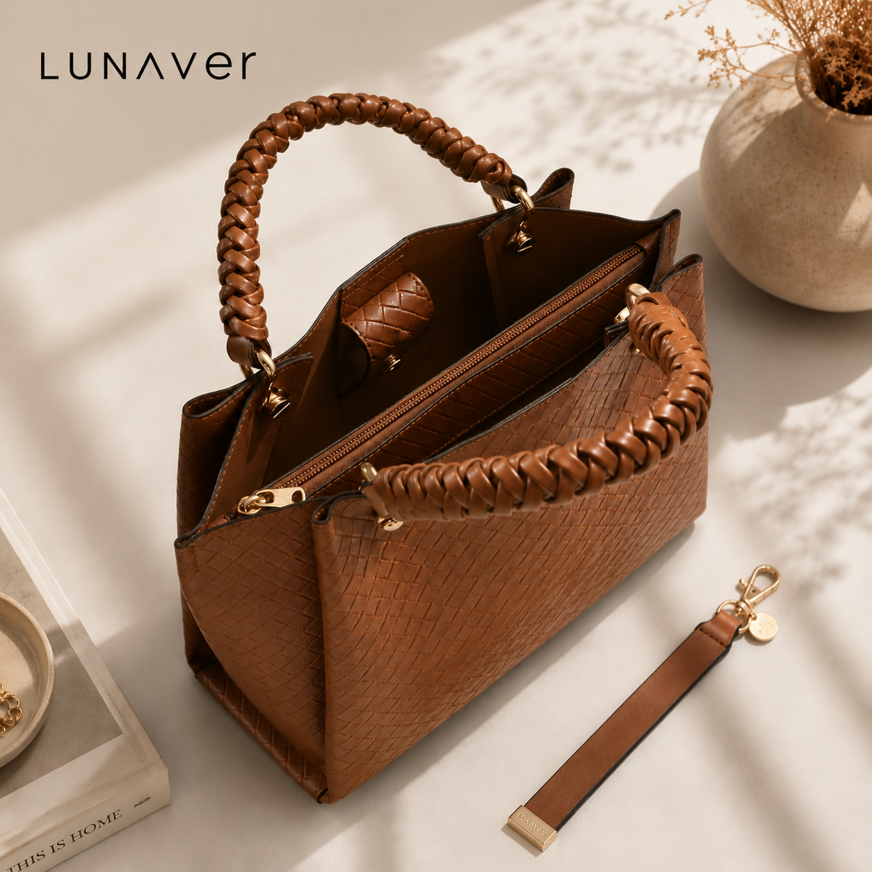 Lunaver Women's Faux Leather Tote Bag – Elegant Shoulder Handbag with Spacious Interior for Everyday Use