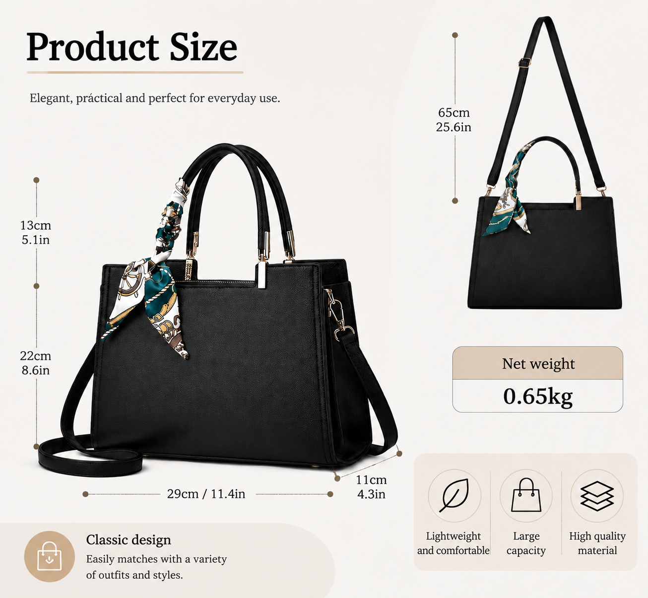 Elegant Women’s Tote Bag – Spacious Everyday Handbag with Shoulder Strap