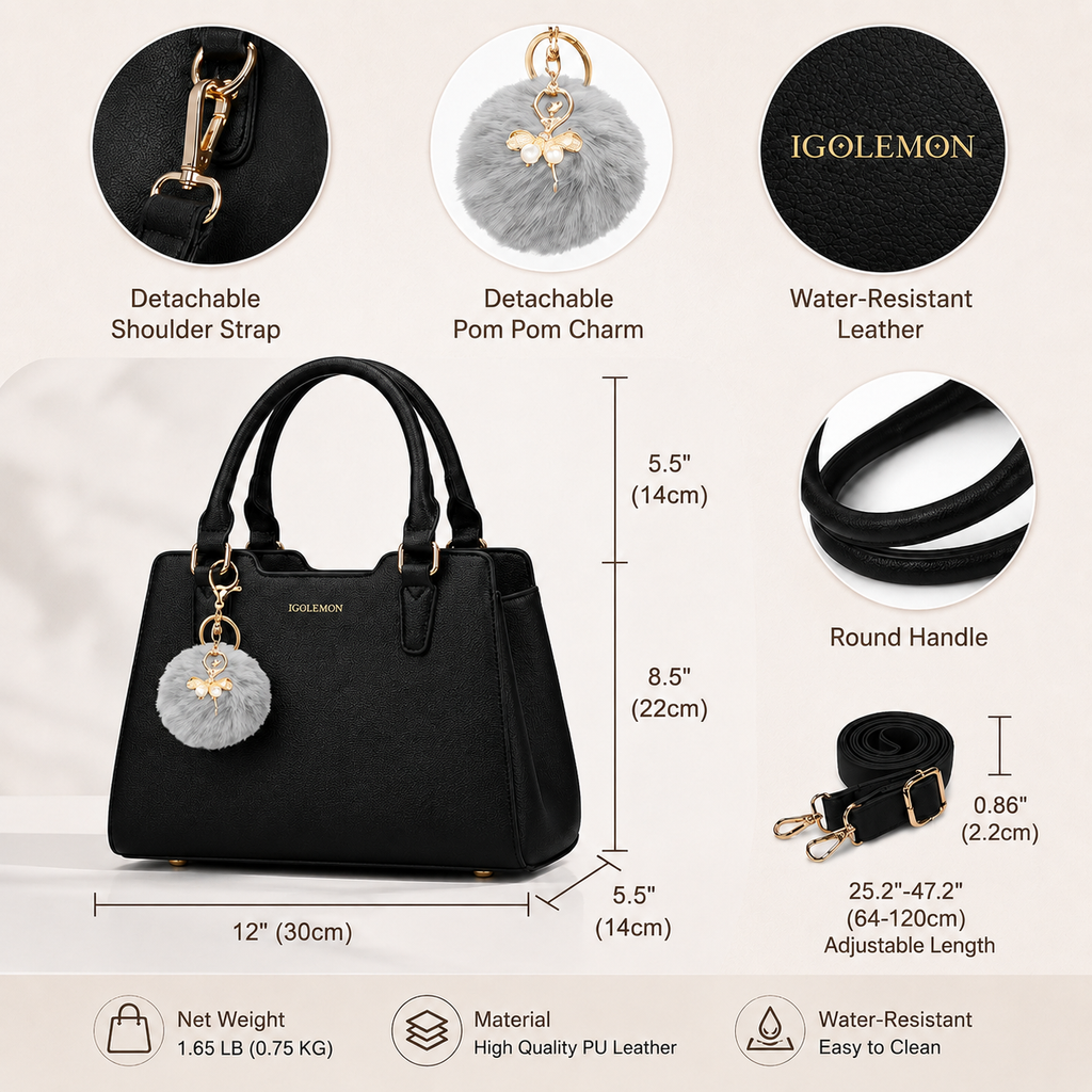 Women’s Elegant Satchel Handbag – Spacious Multi-Pocket Shoulder & Crossbody Bag