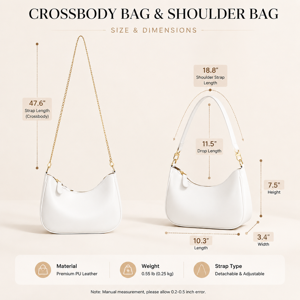 Lunaver Women's Premium PU Leather Shoulder Bag – Elegant Crossbody Purse with Gold Hardware & Multiple Compartments