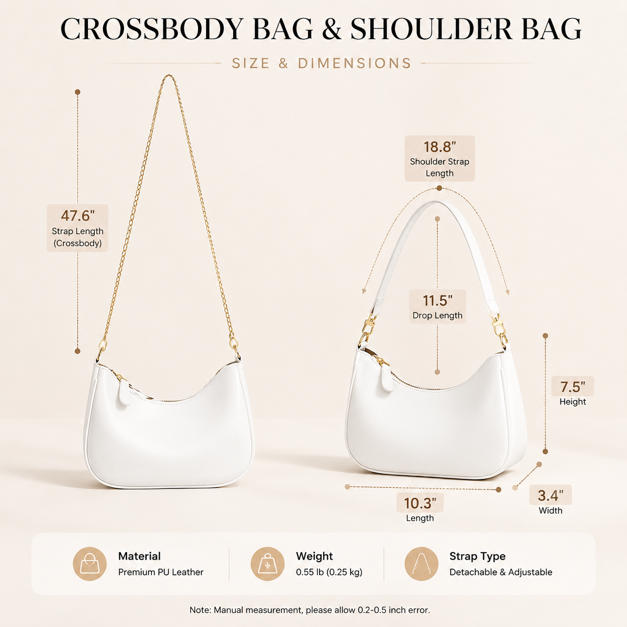 Lunaver Women's Premium PU Leather Shoulder Bag – Elegant Crossbody Purse with Gold Hardware & Multiple Compartments