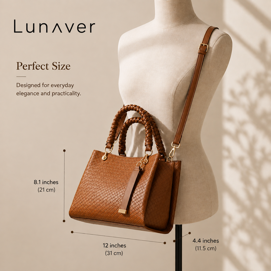 Lunaver Women's Faux Leather Tote Bag – Elegant Shoulder Handbag with Spacious Interior for Everyday Use