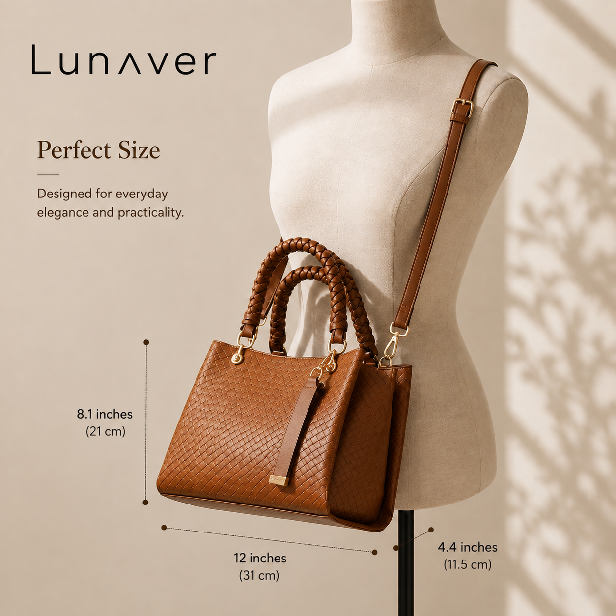 Lunaver Women's Faux Leather Tote Bag – Elegant Shoulder Handbag with Spacious Interior for Everyday Use