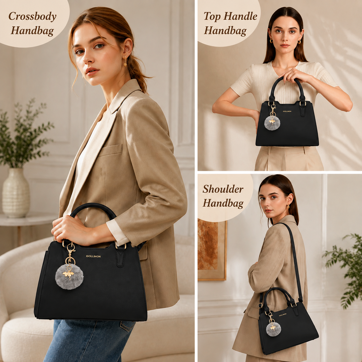Women’s Elegant Satchel Handbag – Spacious Multi-Pocket Shoulder & Crossbody Bag