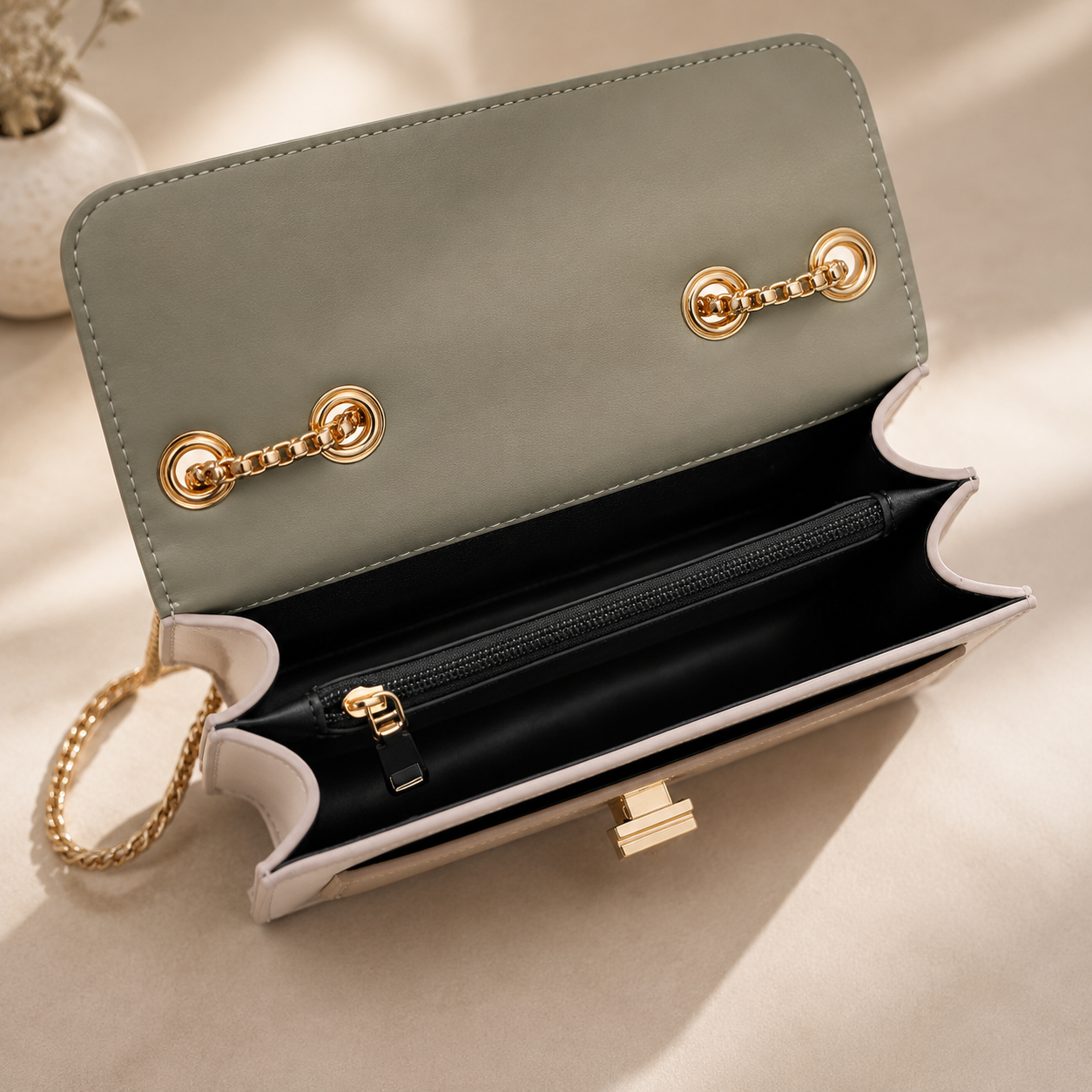 Color Block Crossbody Bag for Women – Stylish Faux Leather Shoulder Purse with Turn Lock Closure