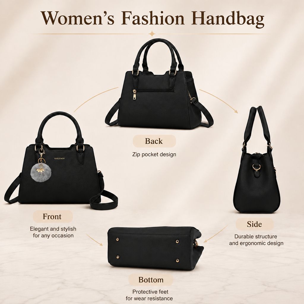 Women’s Elegant Satchel Handbag – Spacious Multi-Pocket Shoulder & Crossbody Bag